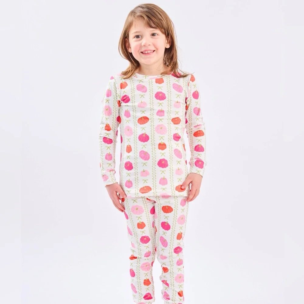 Mary Square Toddler Girl Pink Pumpkin Pajama Set 2T 3T 4T